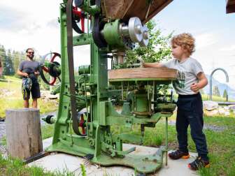 Zwei Schaukeltiere, rundherum Naturspielplatz