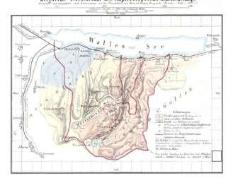 Historische Karte des Bergbau-Terretoriums auf der Mürtschenalp